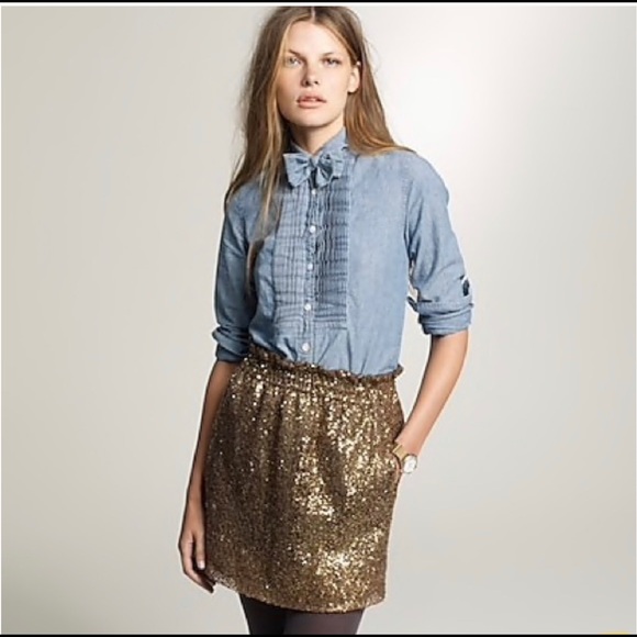 J. Crew Tops - J. Crew Chambray Tuxedo Button Down Shirt